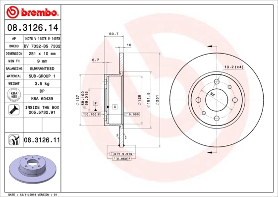 Brzdový kotouč BREMBO