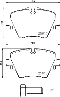 Sada brzdových destiček, kotoučová brzda BREMBO