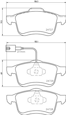 Sada brzdových destiček, kotoučová brzda BREMBO