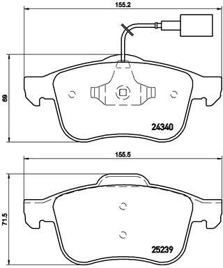 Sada brzdových destiček, kotoučová brzda BREMBO