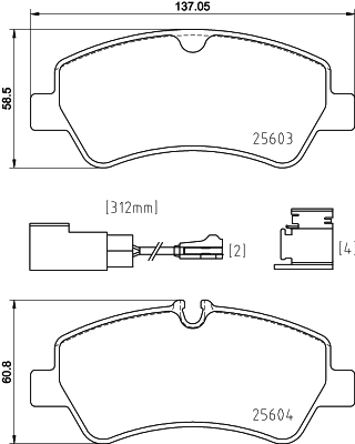 Sada brzdových destiček, kotoučová brzda BREMBO