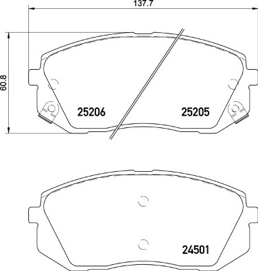 Sada brzdových destiček, kotoučová brzda BREMBO