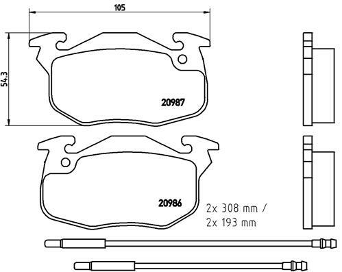 Sada brzdových destiček, kotoučová brzda BREMBO