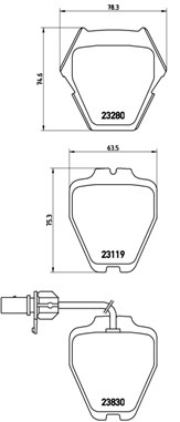 Sada brzdových destiček, kotoučová brzda BREMBO