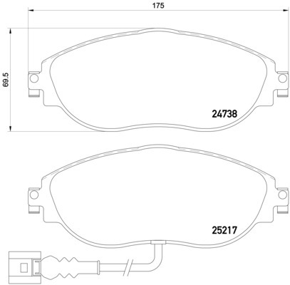 Sada brzdových destiček, kotoučová brzda BREMBO