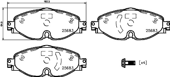 Sada brzdových destiček, kotoučová brzda BREMBO