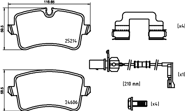 Sada brzdových destiček, kotoučová brzda BREMBO