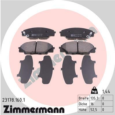 Sada brzdových destiček, kotoučová brzda ZIMMERMANN