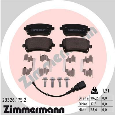 Sada brzdových destiček, kotoučová brzda ZIMMERMANN