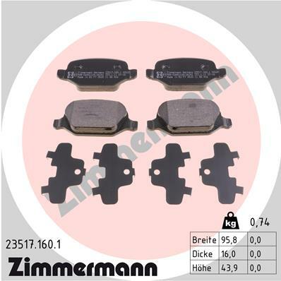 Sada brzdových destiček, kotoučová brzda ZIMMERMANN