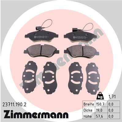 Sada brzdových destiček, kotoučová brzda ZIMMERMANN