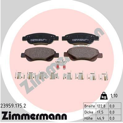 Sada brzdových destiček, kotoučová brzda ZIMMERMANN