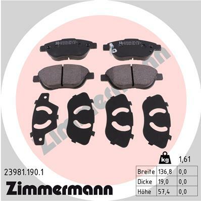 Sada brzdových destiček, kotoučová brzda ZIMMERMANN