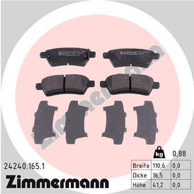 Sada brzdových destiček, kotoučová brzda ZIMMERMANN