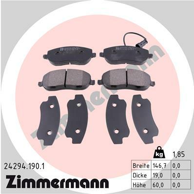 Sada brzdových destiček, kotoučová brzda ZIMMERMANN