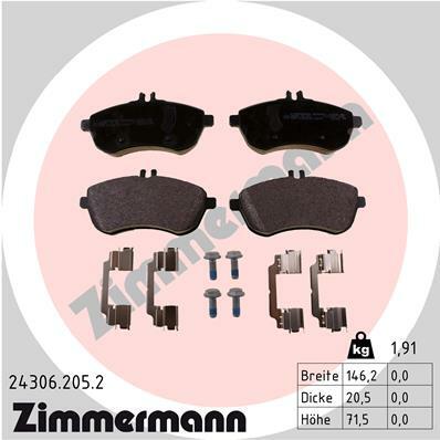 Sada brzdových destiček, kotoučová brzda ZIMMERMANN