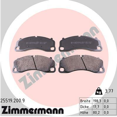 Sada brzdových destiček, kotoučová brzda ZIMMERMANN