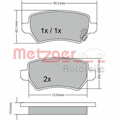 Sada brzdových destiček, kotoučová brzda METZGER