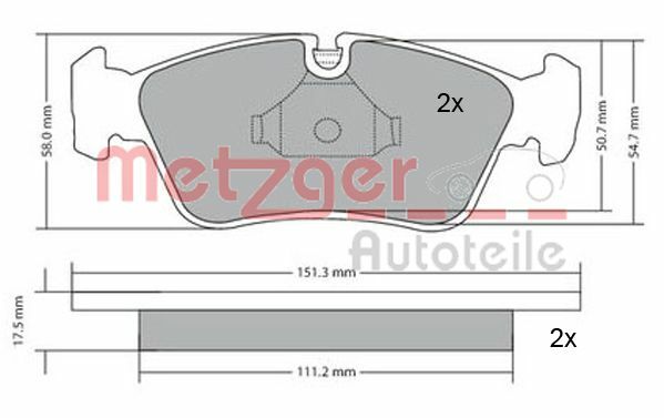 Sada brzdových destiček, kotoučová brzda METZGER