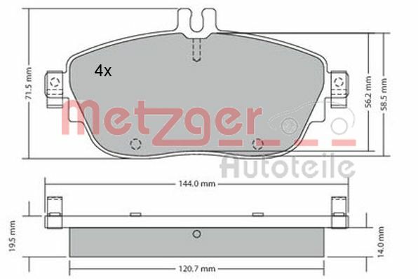 Sada brzdových destiček, kotoučová brzda METZGER