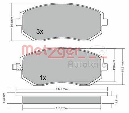 Sada brzdových destiček, kotoučová brzda METZGER