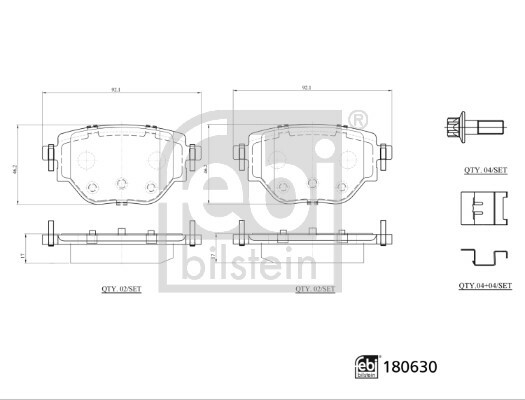 Sada brzdových destiček, kotoučová brzda FEBI BILSTEIN