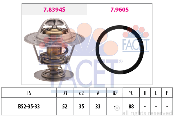 Termostat, chladivo FACET