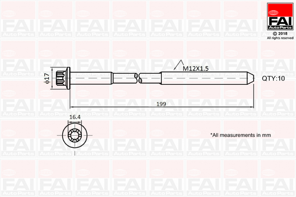 Sada šroubů hlavy válce FAI AutoParts