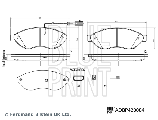 Sada brzdových destiček, kotoučová brzda BLUE PRINT