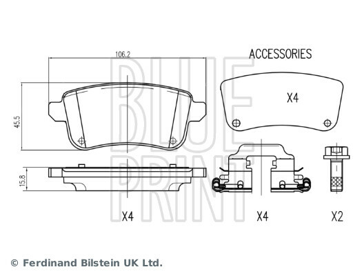 Sada brzdových destiček, kotoučová brzda BLUE PRINT